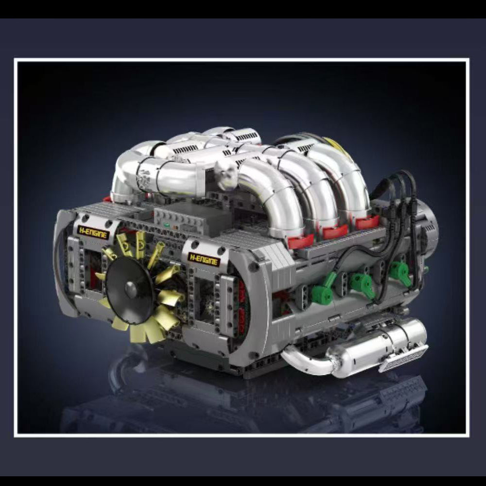 Technik Flat Engine, Technik Boxermotor Horizontal gegenüberliegender Motor mit Motor Akku, 2375 Teile Technic Klemmbausteine Bausatz