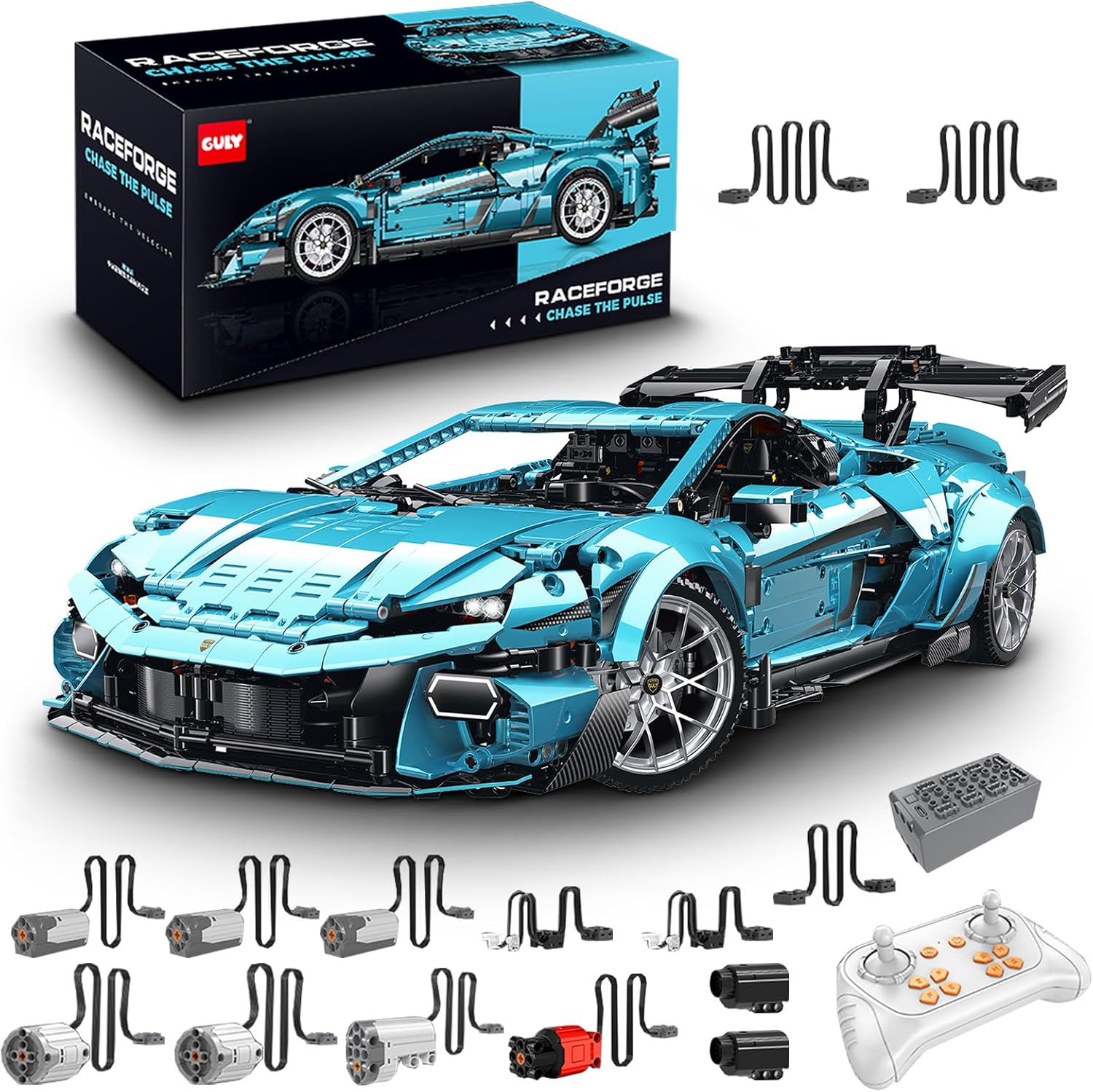 Technik Auto Lamborghini Huracan Bausatz, G10660, 3601 Teile mit Motoren und LED Groß Ferngesteuert Auto MOC Klemmbausteine für Erwachsene (Originalverpackung) (Dynamische Deluxe-Edition)