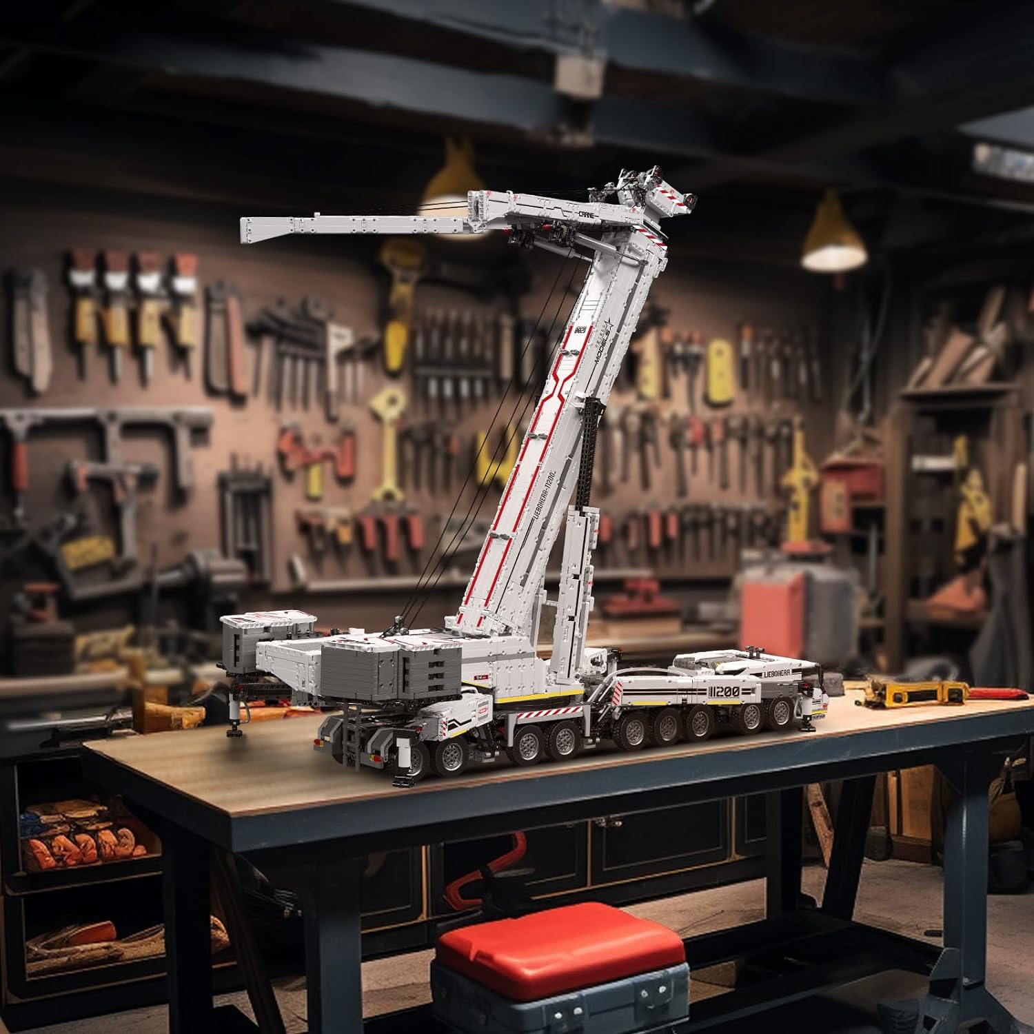Technik Liebherr Kran, 8506 Teile Groß Kranwagen Mega Modell mit 20 Motoren, 3 Akkubox