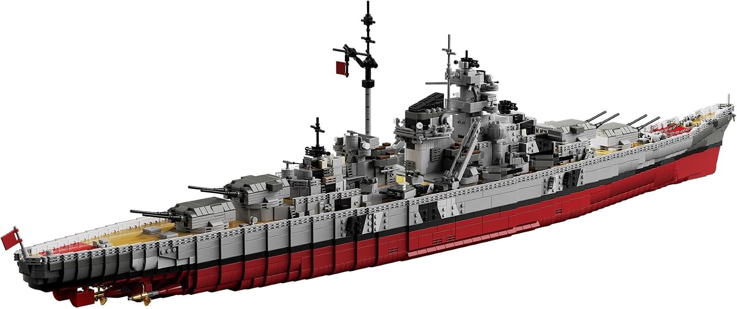 Schlachtschiff Bismarck Klemmbausteine Bausatz, 6956 Teile, Originalkarton | WW2 Militär Schlachtschiff der Klasse Bismarck Bausteine Modellbausatz