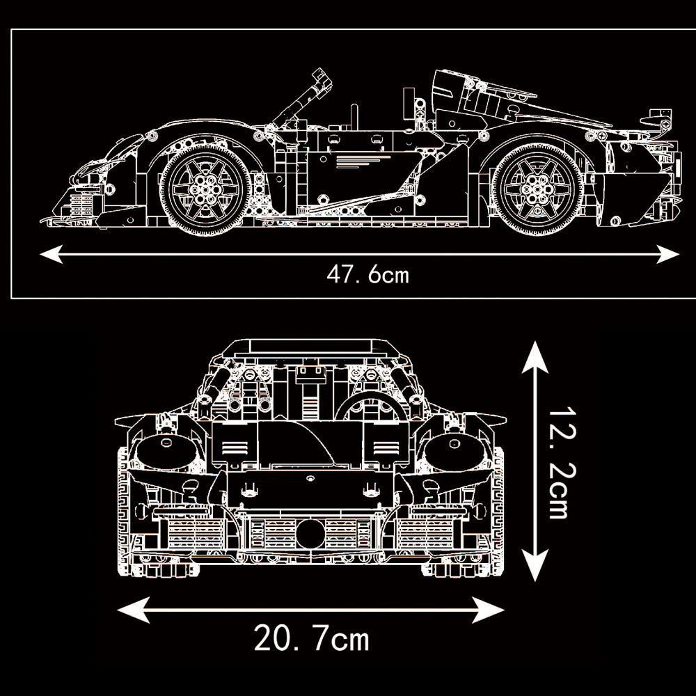Technik Auto für Porsche Cabrio, Technik Supercar Technik Auto Ferngesteuert Modell, 1538 Teile Technik Sportwagen Modell Kompatibel mit Lego Technik