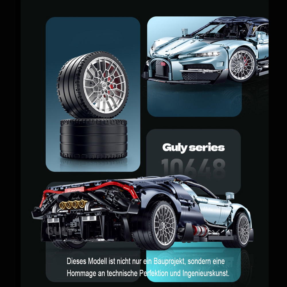 Technik Auto 1: 8 für Bugatti Chiron Hypercar, Groß Auto mit 5 Motoren Set, G10648 Technik Supercar ModeII Bausatz, 3719 TeiIe MOC Superauto ModeII, für Bugatti Chiron (Originalverpack)