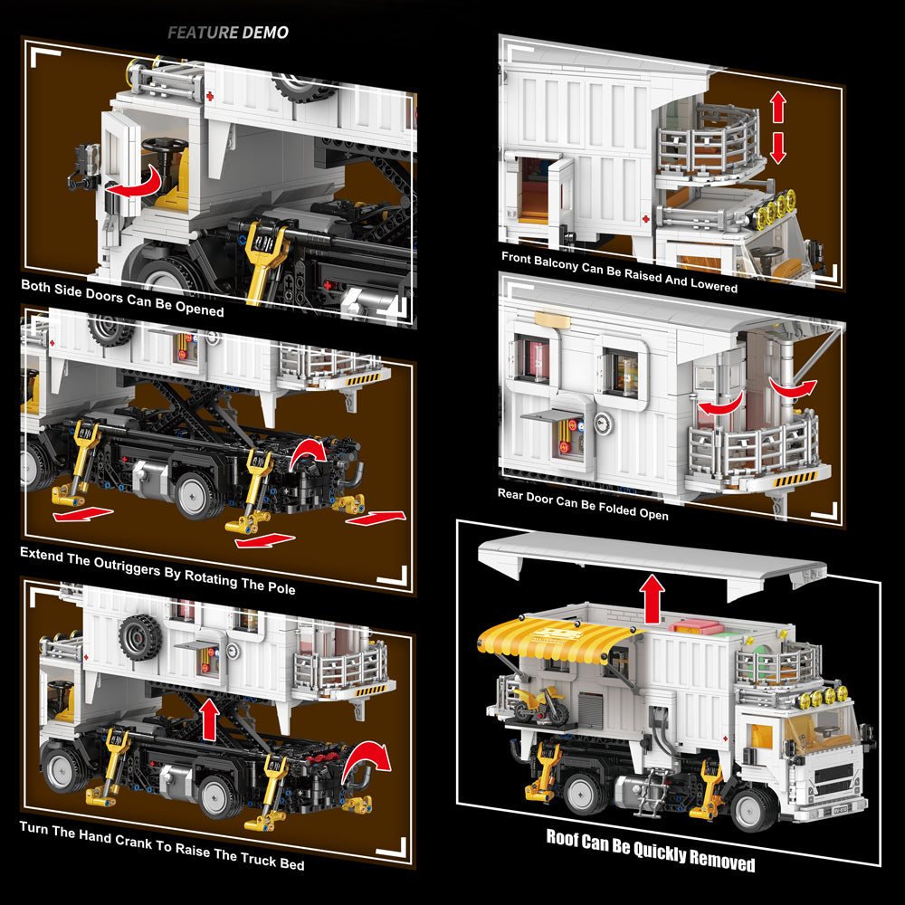 Technik Wohnmobil mit Camping Set, Motorräder, 2193+ Teile MOC Wohnmobil Bausatz, JD133 Technik Auto KIemmbausteine für Erwachsene Autoliebhaber