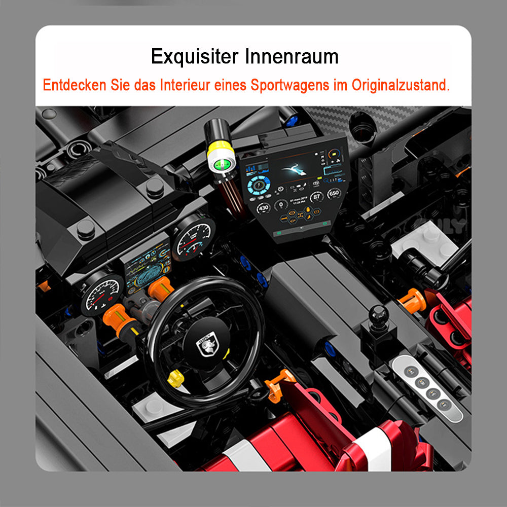 Technik Auto für Dodger Challenger, 3750+ Teile MOC Sportwagen Bausatz mit 9 Motoren Set, 1:8 KIemmbausteine für Kinder und Erwachsene