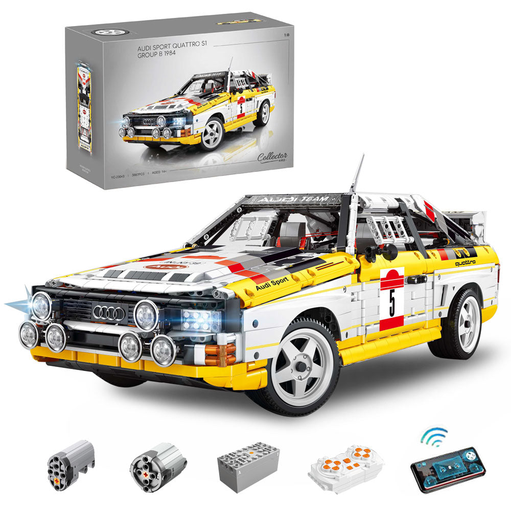 Technik Auto für Audi Sport Quattro S1 Group B 1984, MOC S1 Auto, 3880 KIemmbausteine Technik Sportwagen für Kinder, Erwachsene, Baumeister, YC-23043