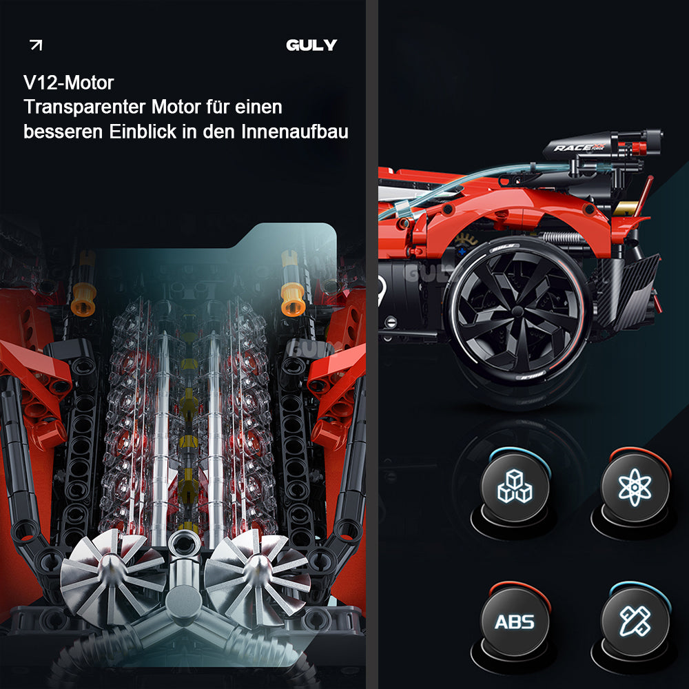 Lamborghini V12 Vision Gran Turismo, G-10659, MOC HYPERCAR KIemmbausteine (2525 Teile)