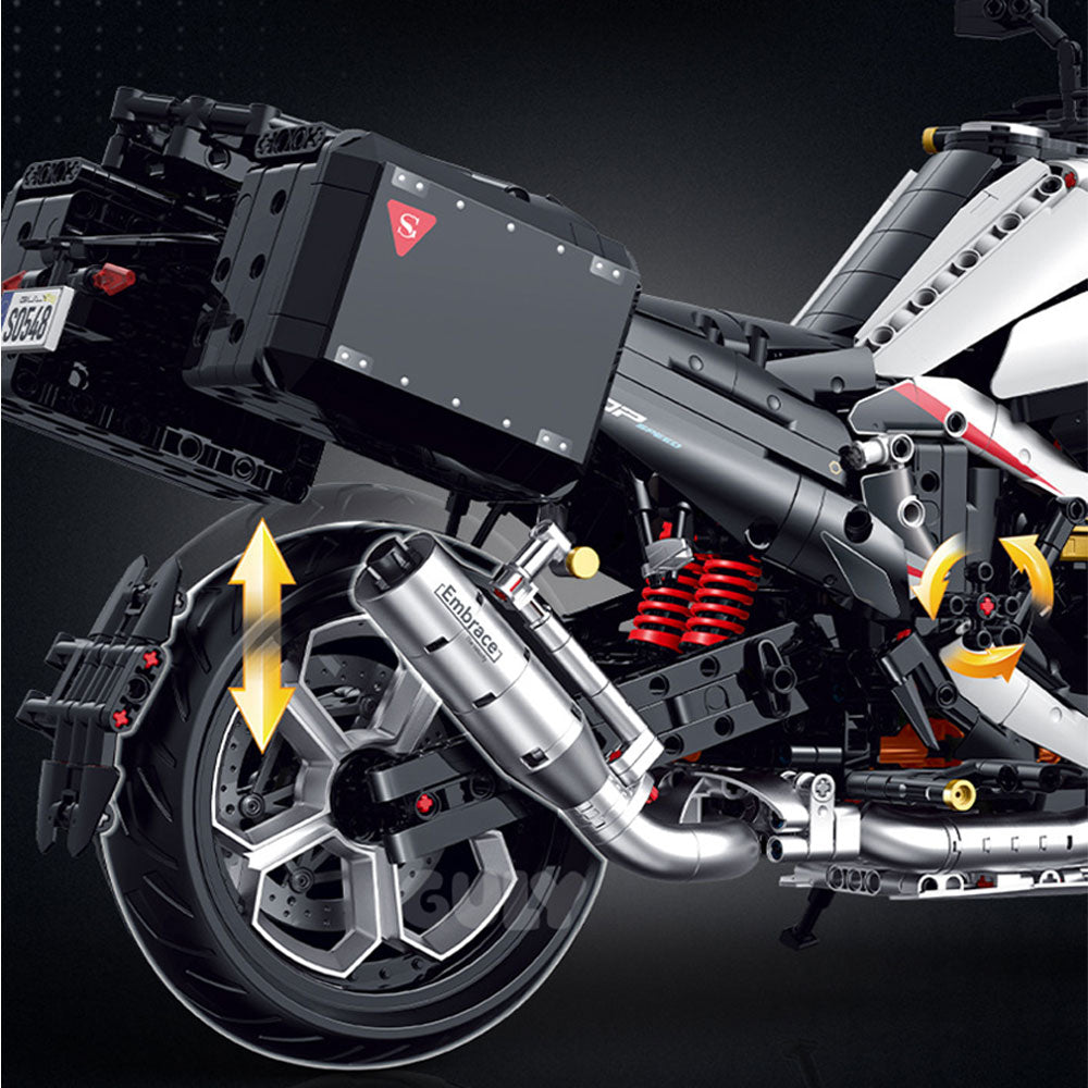 Technik Motorrad für BMW R1300GS Modell, 2489 Teile Technic Super Motorrad Klemmbausteine kompatibel mit Lego Technik