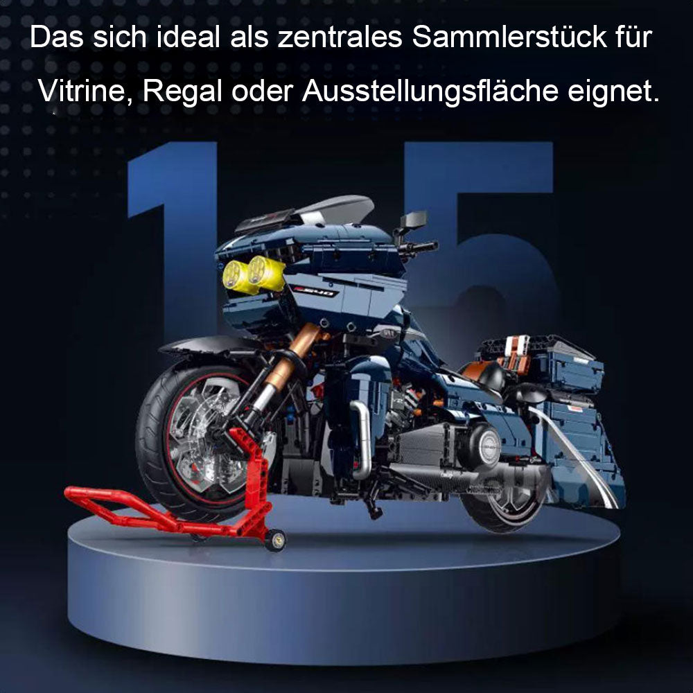 Technik Motorrad für Harley Davidson Road Glide CVO Modell, 2410 Teile Technic Motorrad Klemmbausteine kompatibel mit Lego Technik