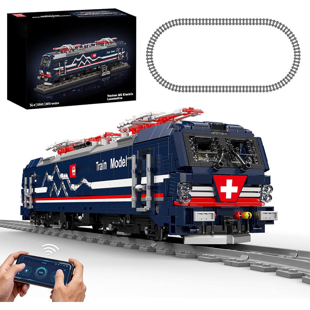 Technik Siemens Vectron Lokomotive Klemmbaustein Eisenbahn, MOC 3072+ Zug Bausteine Set mit APP und Fernbedienung