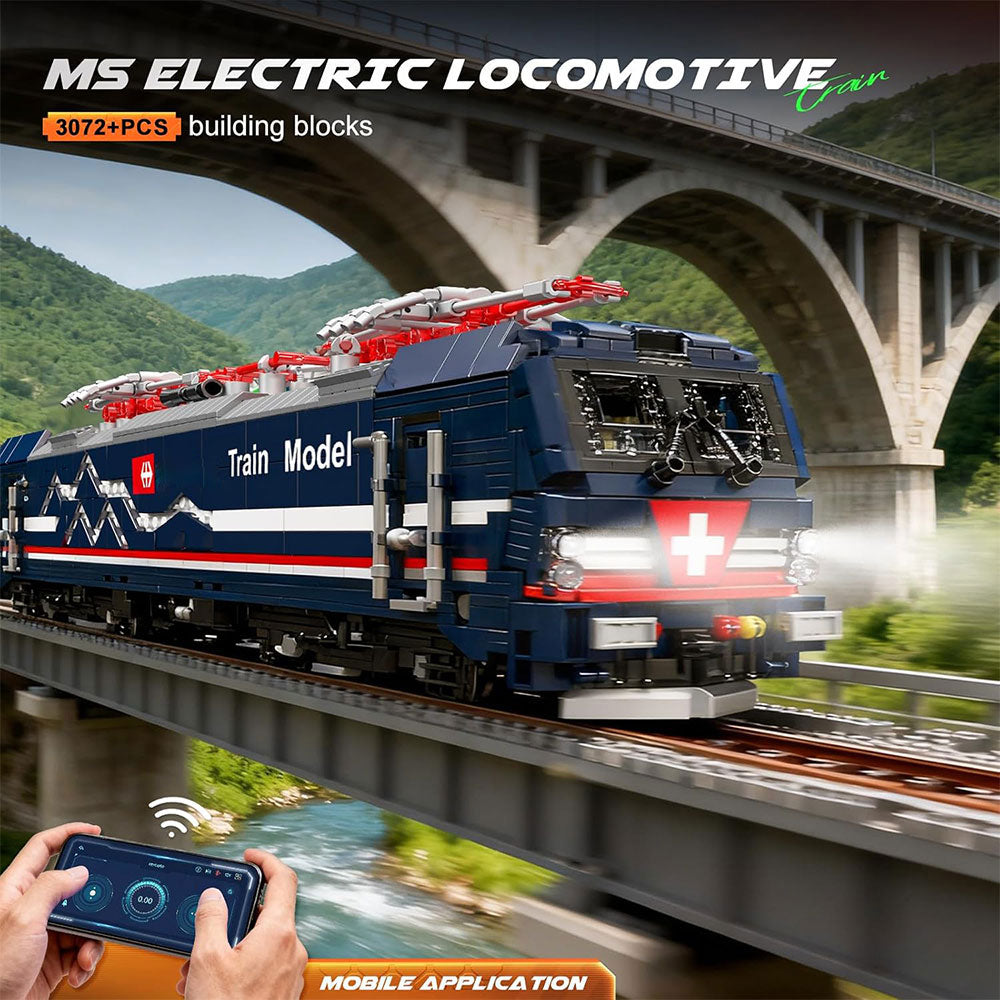 Technik Siemens Vectron Lokomotive Klemmbaustein Eisenbahn, MOC 3072+ Zug Bausteine Set mit APP und Fernbedienung