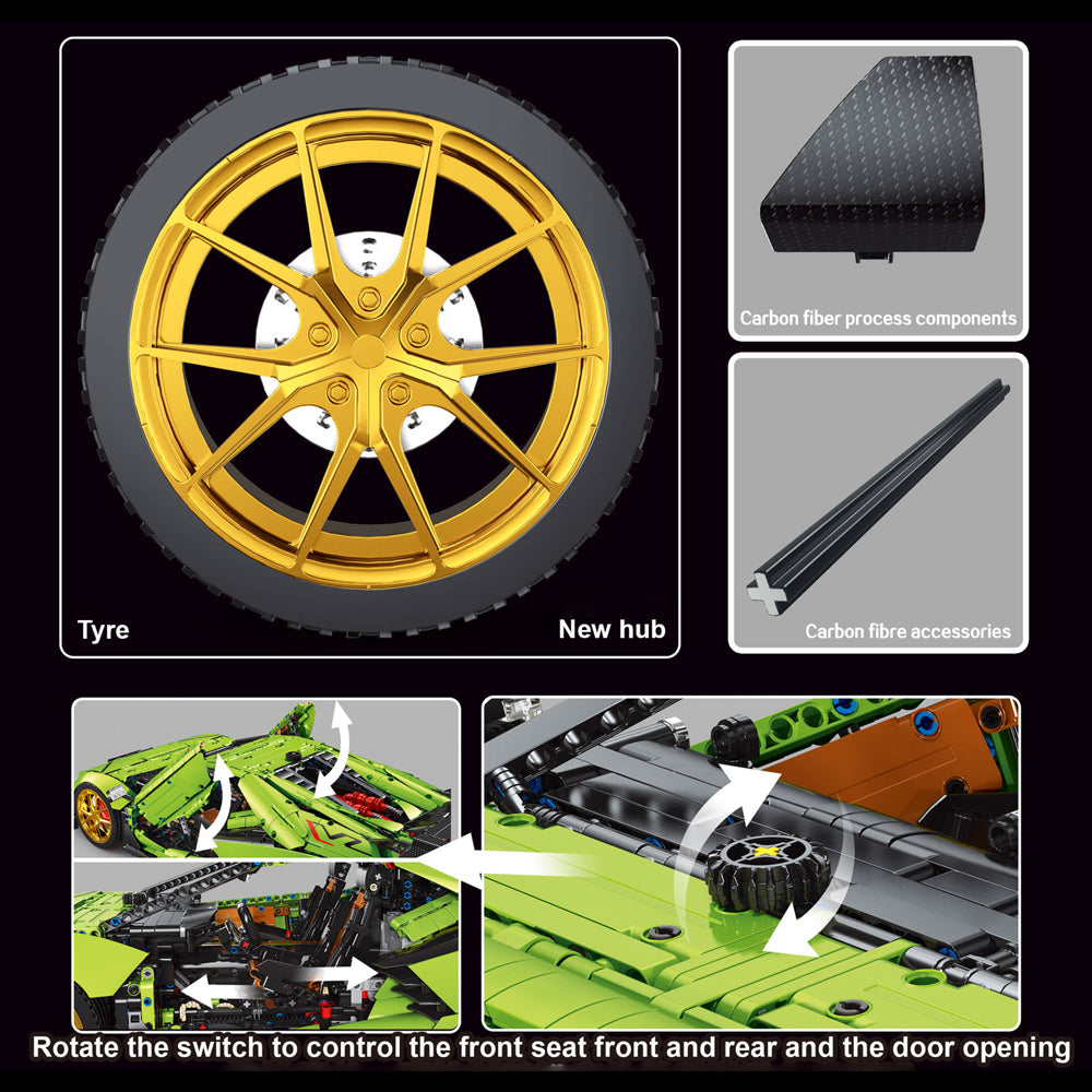 Technik Auto 1:6 für Lamborghini Supercar, TGL-T5046, Technik Auto Ferngesteuert, Technik Sportwagen Kit Bausatz Kompatibel mit Technik Supercar