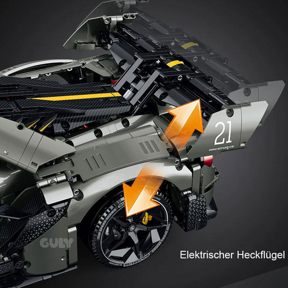 Technik Ford GT Le Mansory Hypercar Limitierte Auflage, 3402 Teile mit Motoren und LED Groß Ferngesteuert Auto Klemmbausteine für Erwachsene(Originalverpackung)
