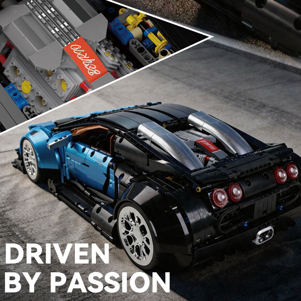 Technik Auto für Bugatti Veyron Hypercar, K-10553 Technik Rennauto, Maßstab 1: 8 Modell, 3827 Teile Bausatz, Mit Originalverpackung