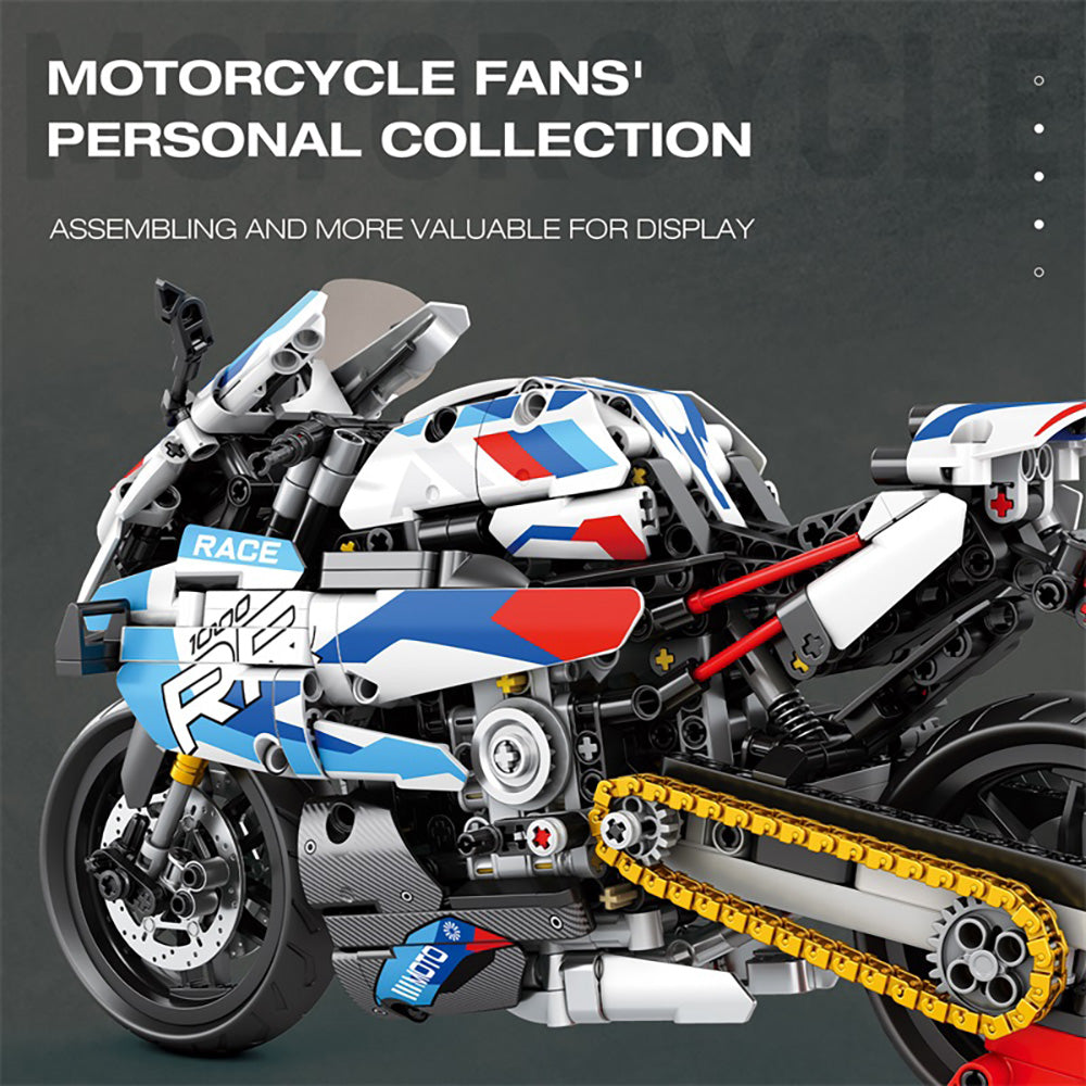 Technik Motorrad Bausatz für BMW S 1000 RR, 1:8 Groß Technik Motorrad ModeIIbausatz,949 Klemmbausteine Technik Motorrad Bausteinsatz für Kinder Erwachsene
