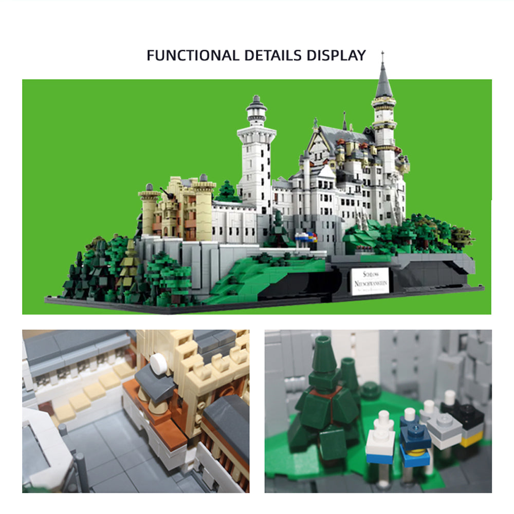 Schloss Neuschwanstein aus Klemmbausteinen mit 6786 Bauelementen. Kompatibel mit Standardsteinen von Anderen Herstellern. Lieferung in Originalverpackung.