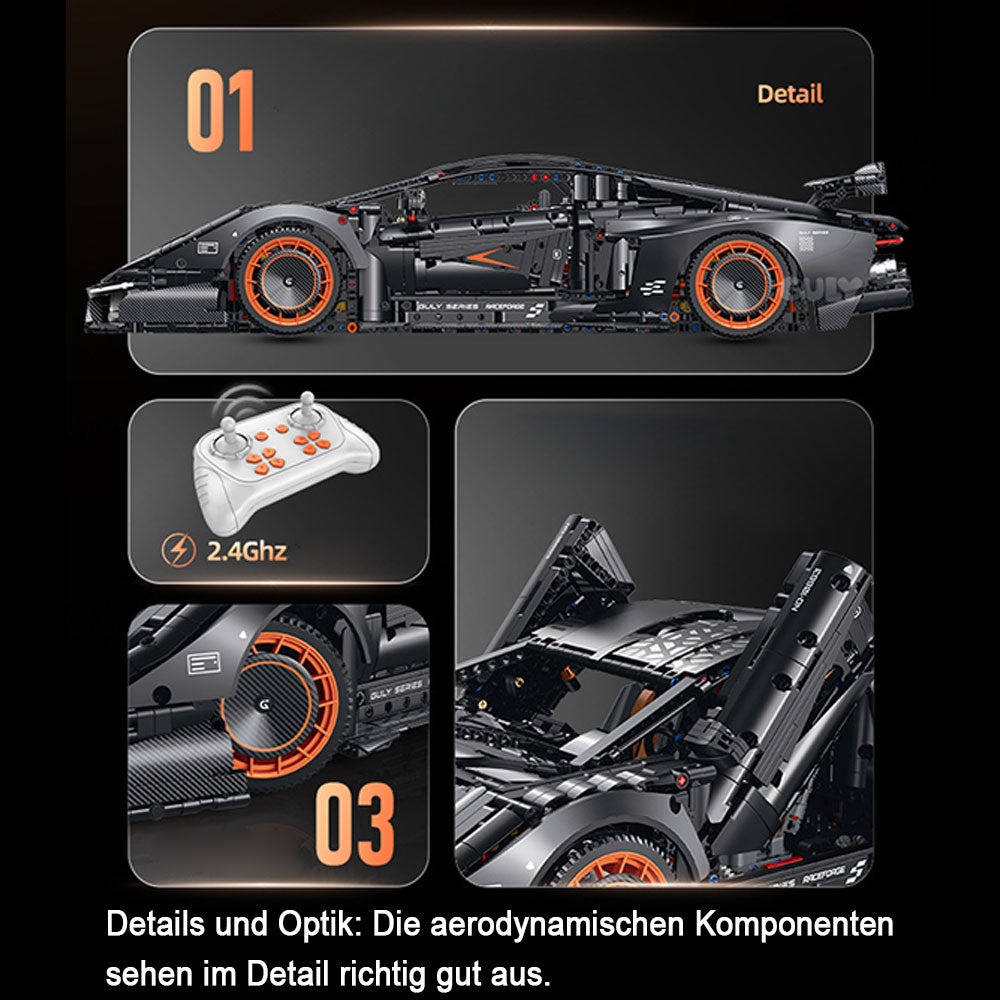 Technik Auto Countach 1: 8 SuperSportwagen, Groß Auto mit LED Set, G-10663 Technik Supercar ModeII Bausatz, 3883 TeiIe MOC Superauto ModeII, für lamborghini Countach (Originalverpack)