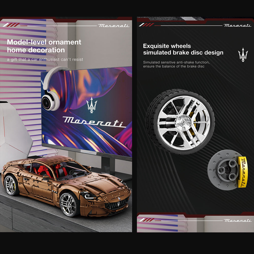 Technik Auto 1: 8 für Maserati Gran Turismo 110 Limitierte Auflage Supercar, Technik Auto mit 5 M0T0REN Technik Auto Bausatz MOC Auto KIemmbausteine für Maserati Technik Auto, Originalverpackung
