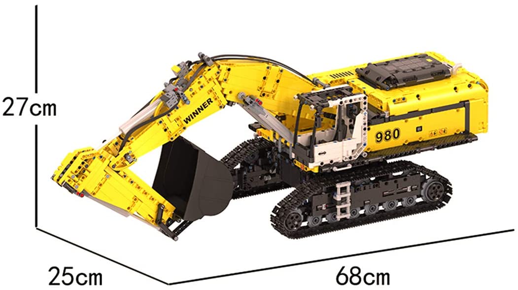 Technik Ferngesteuert Bagger, Technik Groß Motorisierter Raupenbagger mit Motors, Klemmbausteine Bauset Kompatibel mit Lego Technik Bagger