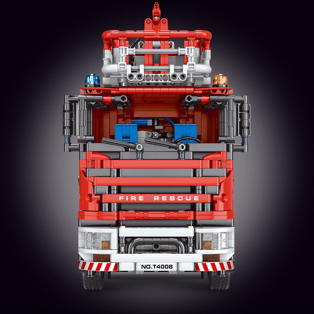 TGL T4008 Technik Löschfahrzeug Mit 8 Motoren, 4629 Teile Technik Pneumatik Feuerwehr LKW Technic Rettungsfahrzeug groß Bausatz Kompatibel mit Lego Technik