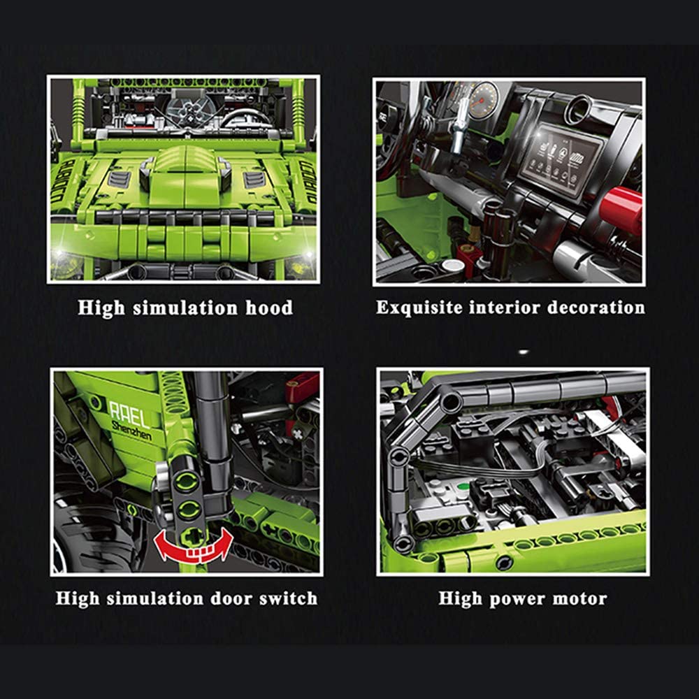Technik Jeep Wrangler Technic Ferngesteuert Auto, 2343 Teile Technik Geländewagen mit 4 Motor, Fernbedienung und App Kontroller Bauset Kompatibel mit Lego Technik