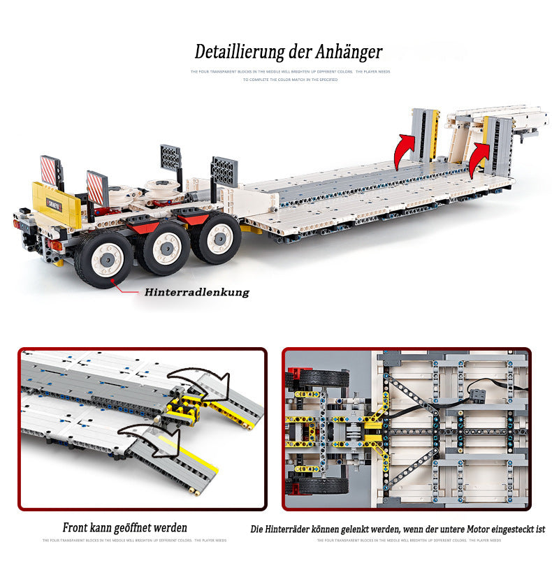 Technik LKW mit Technik Bagger Technik Anhänger, 8894 Teile Technik Truck mit Anhänger, Bagger Modellbau mit 11 Motoren Bauset Kompatibel mit Lego Technik LKW