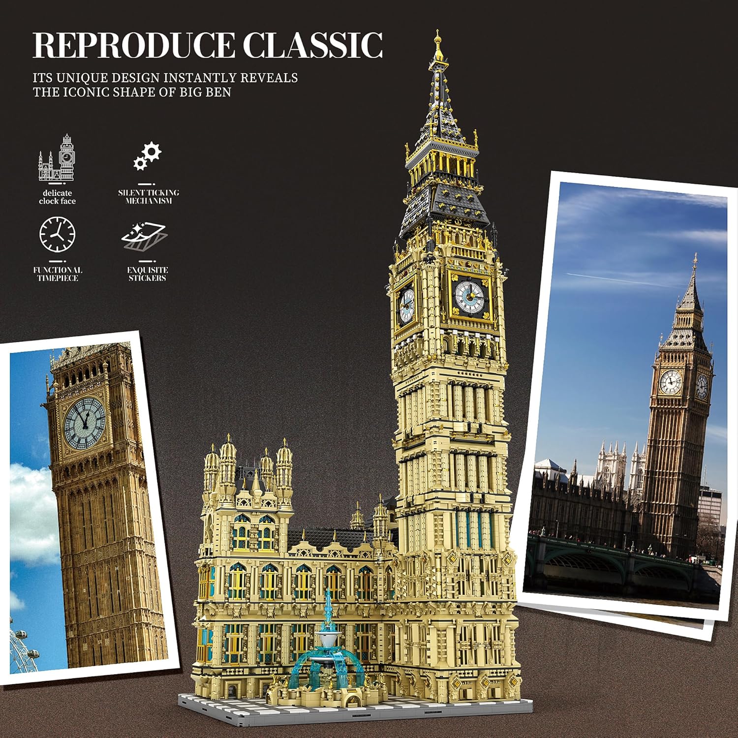 Big Ben, RB 55012 MOC Architecture Bausatz, 13000+ Klemmbausteine Riesiges Architekturmodell MOC Architektur im Europäischen Stil Modell