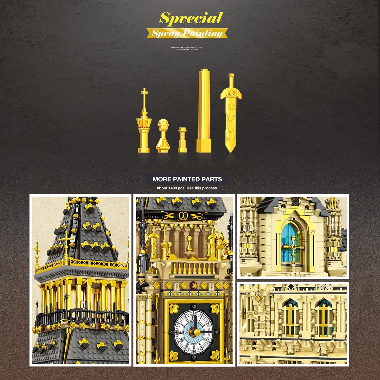 Big Ben, RB 55012 MOC Architecture Bausatz, 13000+ Klemmbausteine Riesiges Architekturmodell MOC Architektur im Europäischen Stil Modell