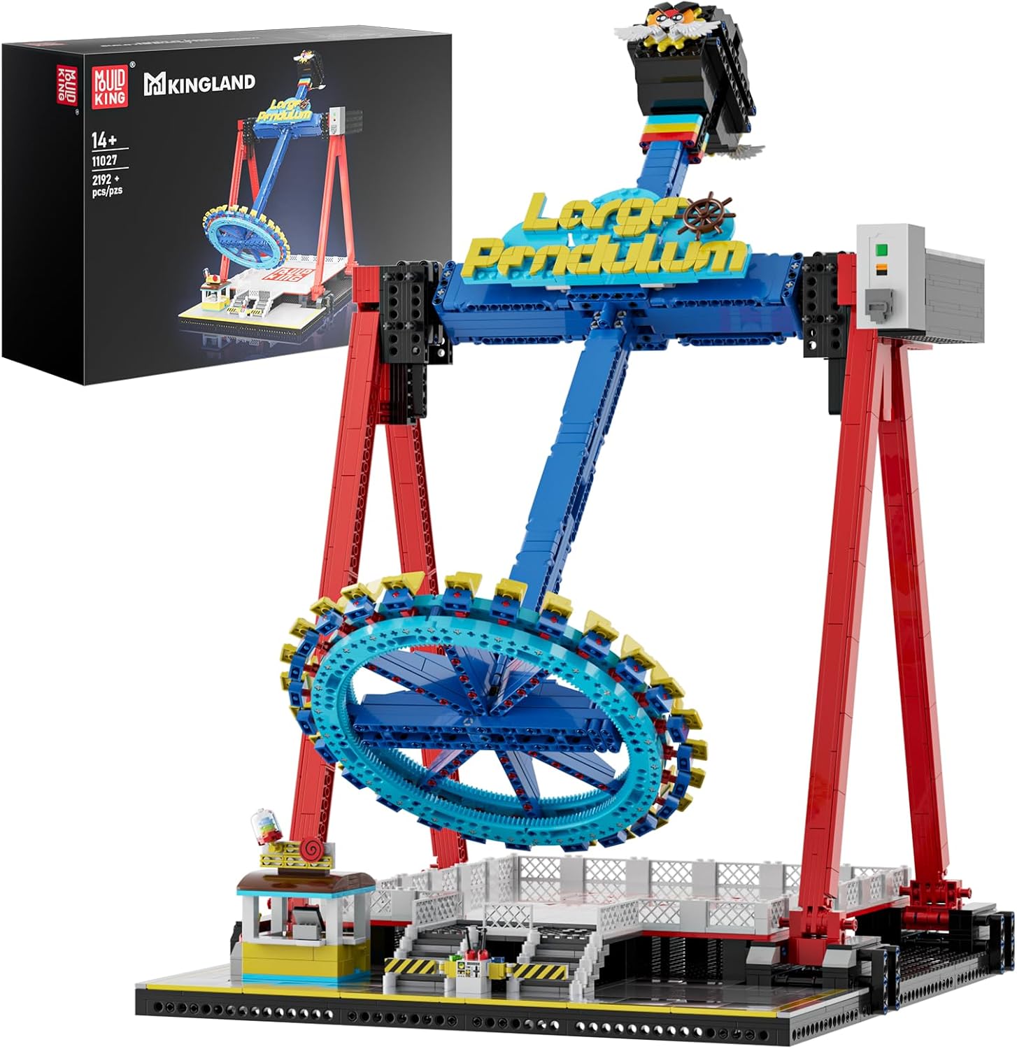 Mould King 11027 Vergnügungspark Bauspielzeug Elektrisch Giant Pendelfahrt Klemmbausteine Pendulum Ride Bausteine Karneval Bauspielzeug Bausatz Kompatibel mit Lego Technik (2192 Teile)
