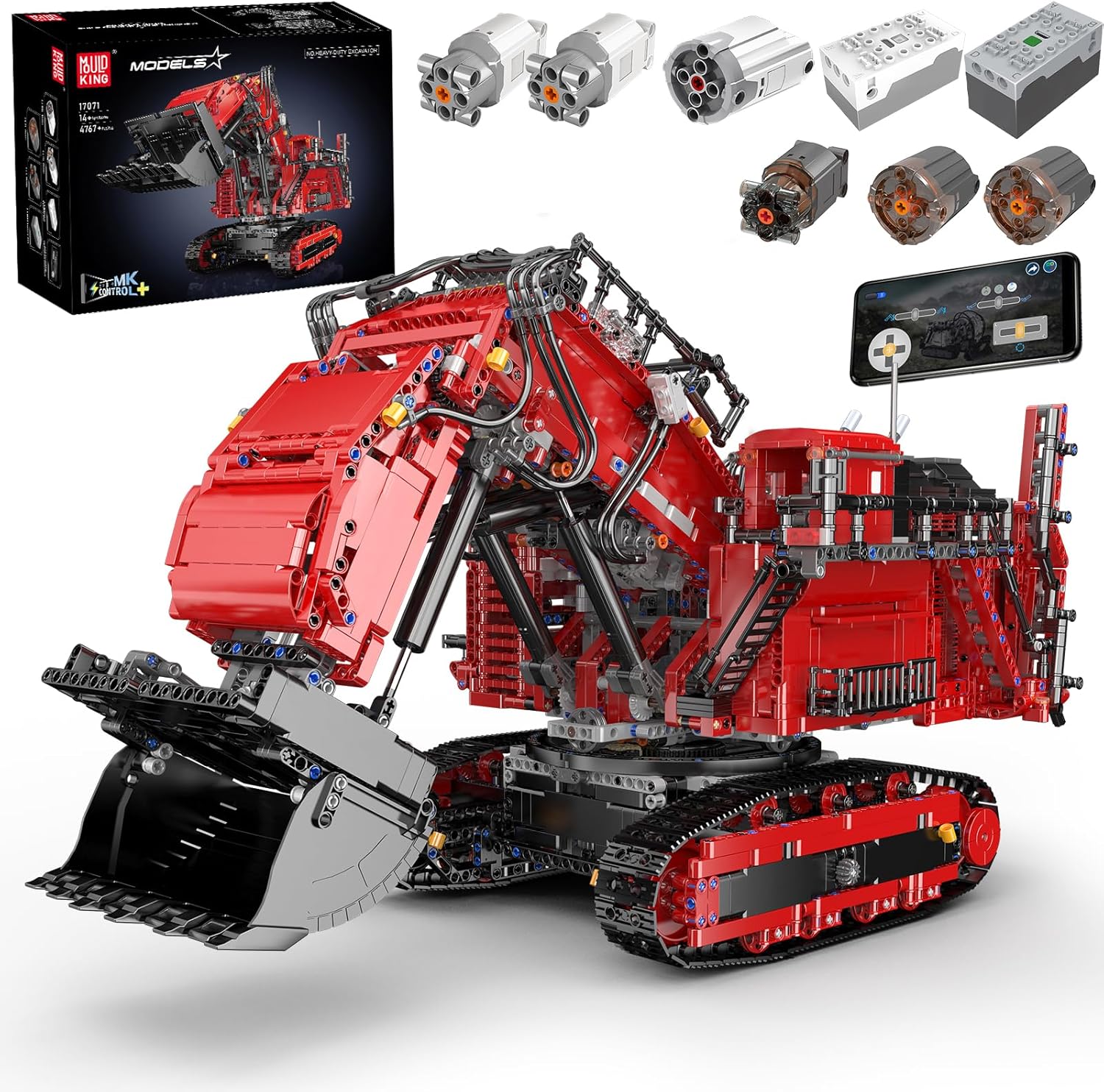 Technik Raupenkran Bagger, Ferngesteuertes Baufahrzeug-Modell mit Control+ App, Bagger Modellbausatz für Erwachsene (4767 Teile)