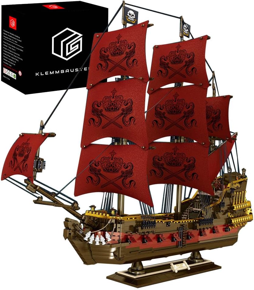 Piratenchiff Queen Anna's Revenge Piratenchiff  Bausatz, 4460+ Teile Klemmbausteine Riesiges Schiffmodell MOC Piratenschiffe für Kinder Erwachsene