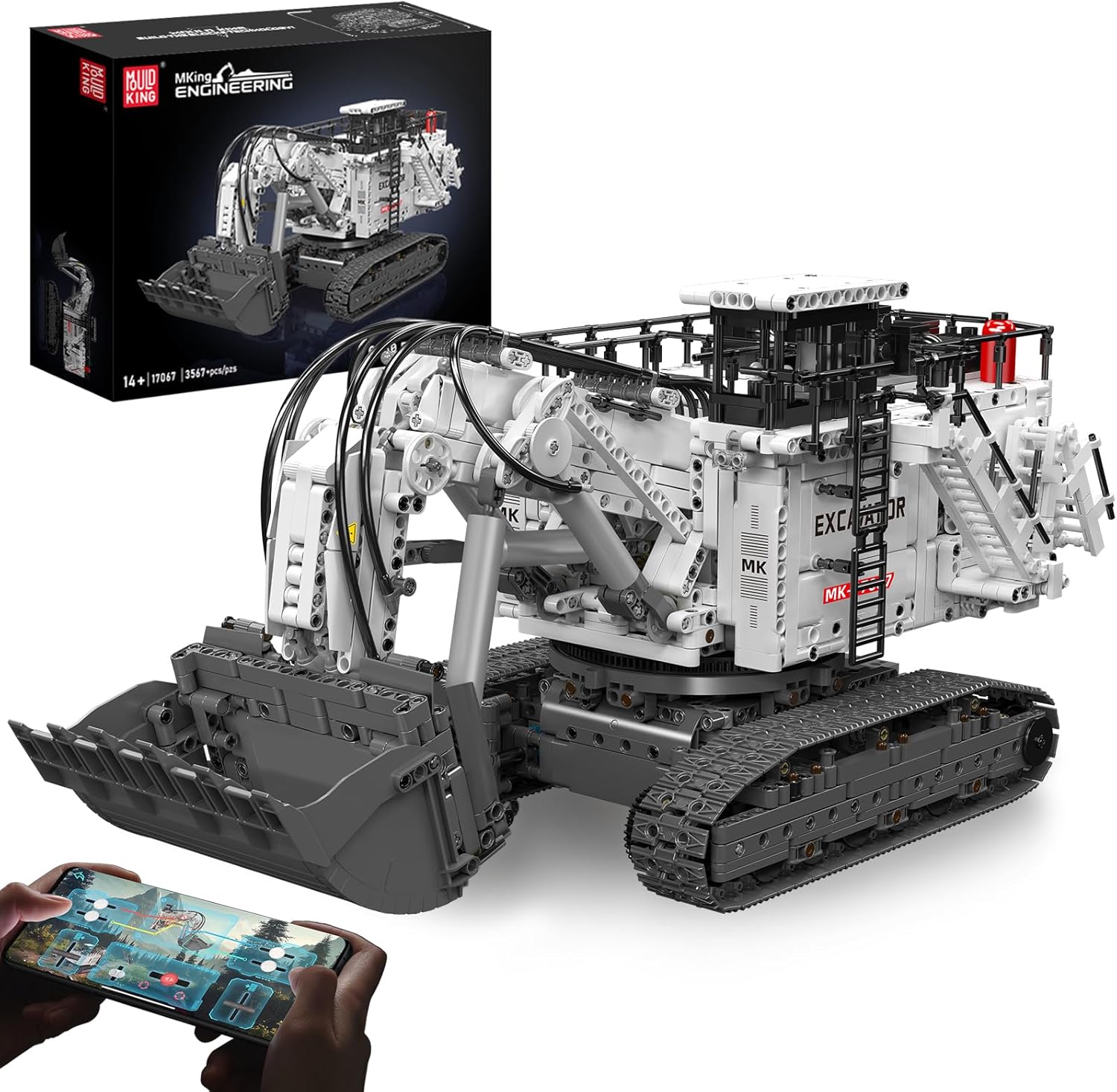 MOC-17067 Technik Bagger Liebherr R9800 Raupenbagger, Ferngesteuerter Bagger Modell Bausatz für Erwachsene mit 8 Motoren (über 3567 Teile)
