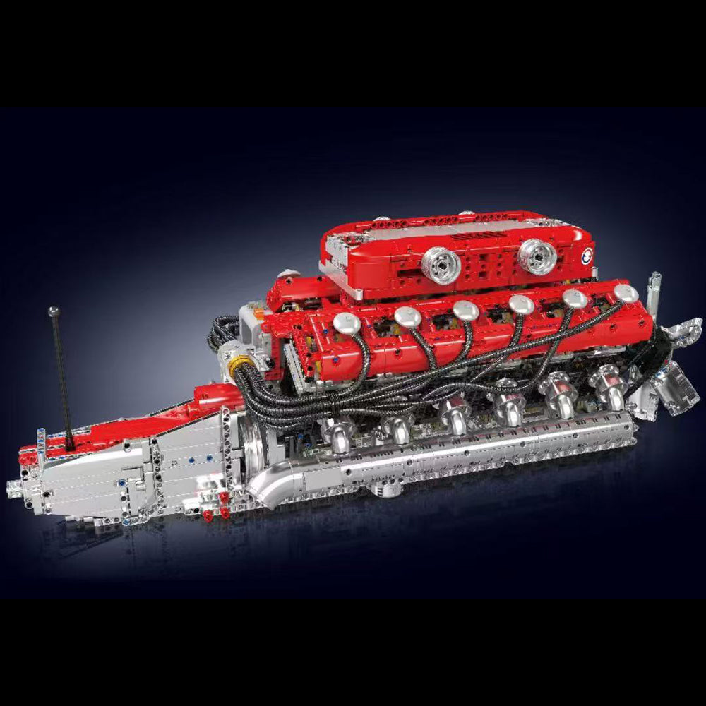 Technik V12 Motor Groß（V12）Die v12-Zylinder-Motor-Blockbausatz, 3472 Teile Technic Klemmbausteine Bausatz Enthält Motor und Batteriekasten V12-Motor