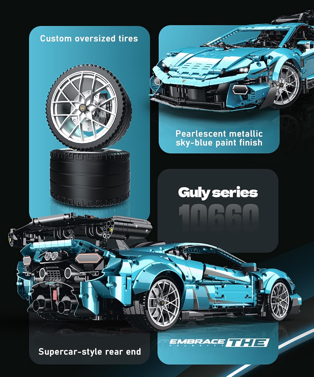 Technik Auto Lamborghini Huracan Bausatz, G10660, 3601 Teile mit Motoren und LED Groß Ferngesteuert Auto MOC Klemmbausteine für Erwachsene (Originalverpackung) (Dynamische Deluxe-Edition)