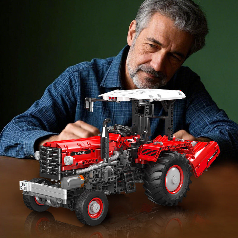 Technik Traktor 3 in 1 Ferngesteuerter Traktor Rot Harvester Klemmbausteine Mähdrescher Trecker Bausteine Spielzeug mit 6 Motoren für Jungen und Erwachsene