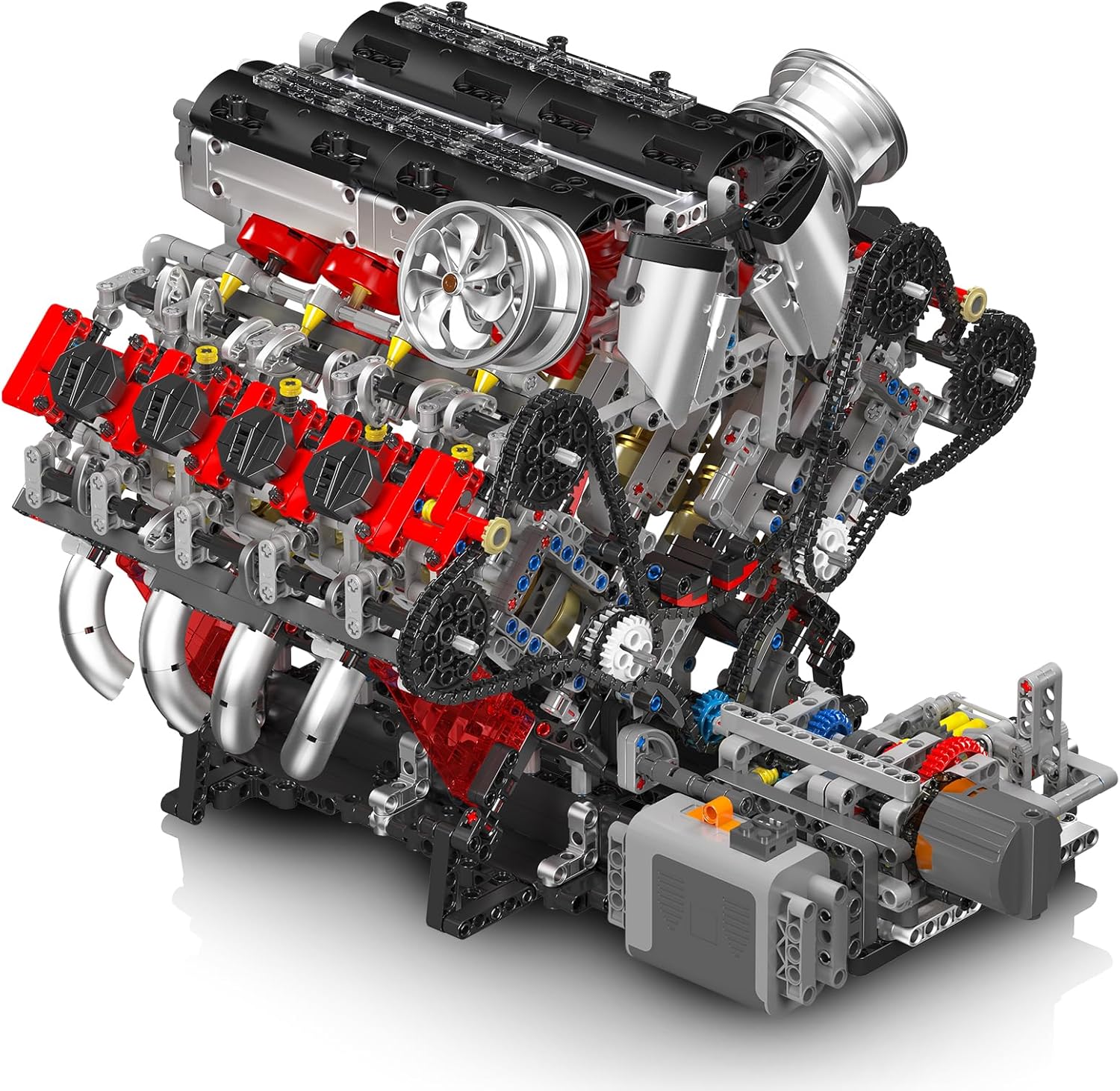 Technik V8 Motor Groß（V8）Die Achtzylinder-Reihenbenzinmotor-Blockbausatz, 2718 Teile Technic Klemmbausteine Bausatz Enthält Motor und Batteriekasten V8-Motor