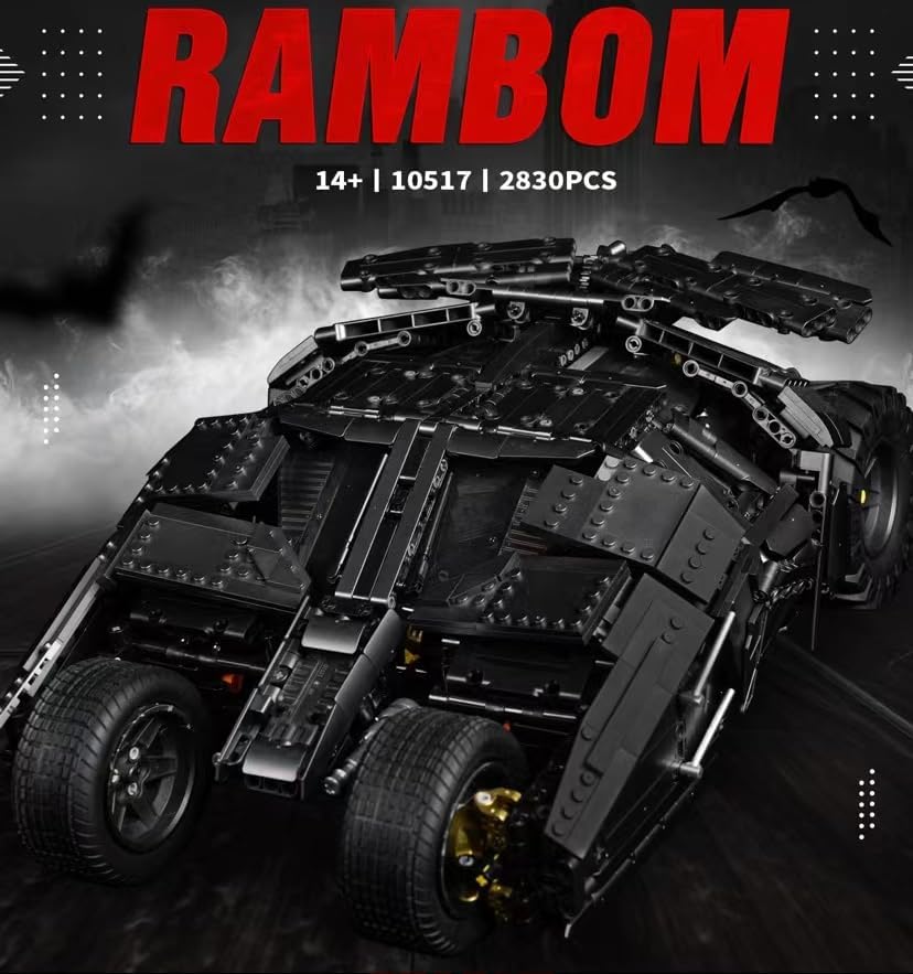 Technik Auto für Batmen Batmoblie, Mit Motor Set, 1:8 Groß Auto Modellbausatz, 2830 Teile Klemmbausteine Auto Bausteine MOC Bausatz, Kompatibel mit Technik Batman Batmobile Tumbler