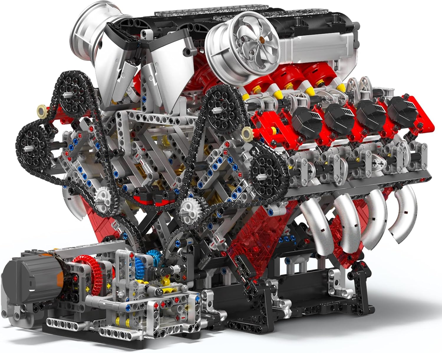 Technik V8 Motor Groß（V8）Die Achtzylinder-Reihenbenzinmotor-Blockbausatz, 2718 Teile Technic Klemmbausteine Bausatz Enthält Motor und Batteriekasten V8-Motor