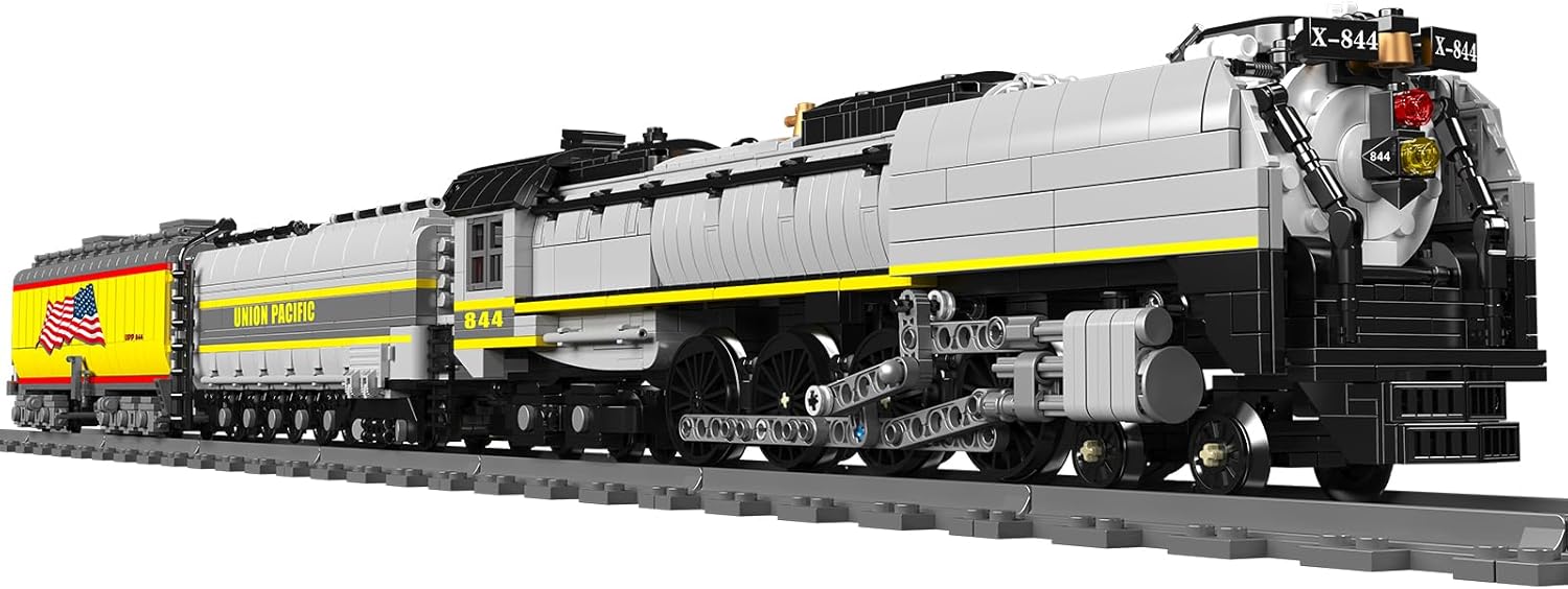 Mould King 12031 MOC Technik Zug Eisenbahn, Technik Ferngesteuert 1955 UP844 Dampflokomotive Mit Motoren, APP Akku Klemmbausteine