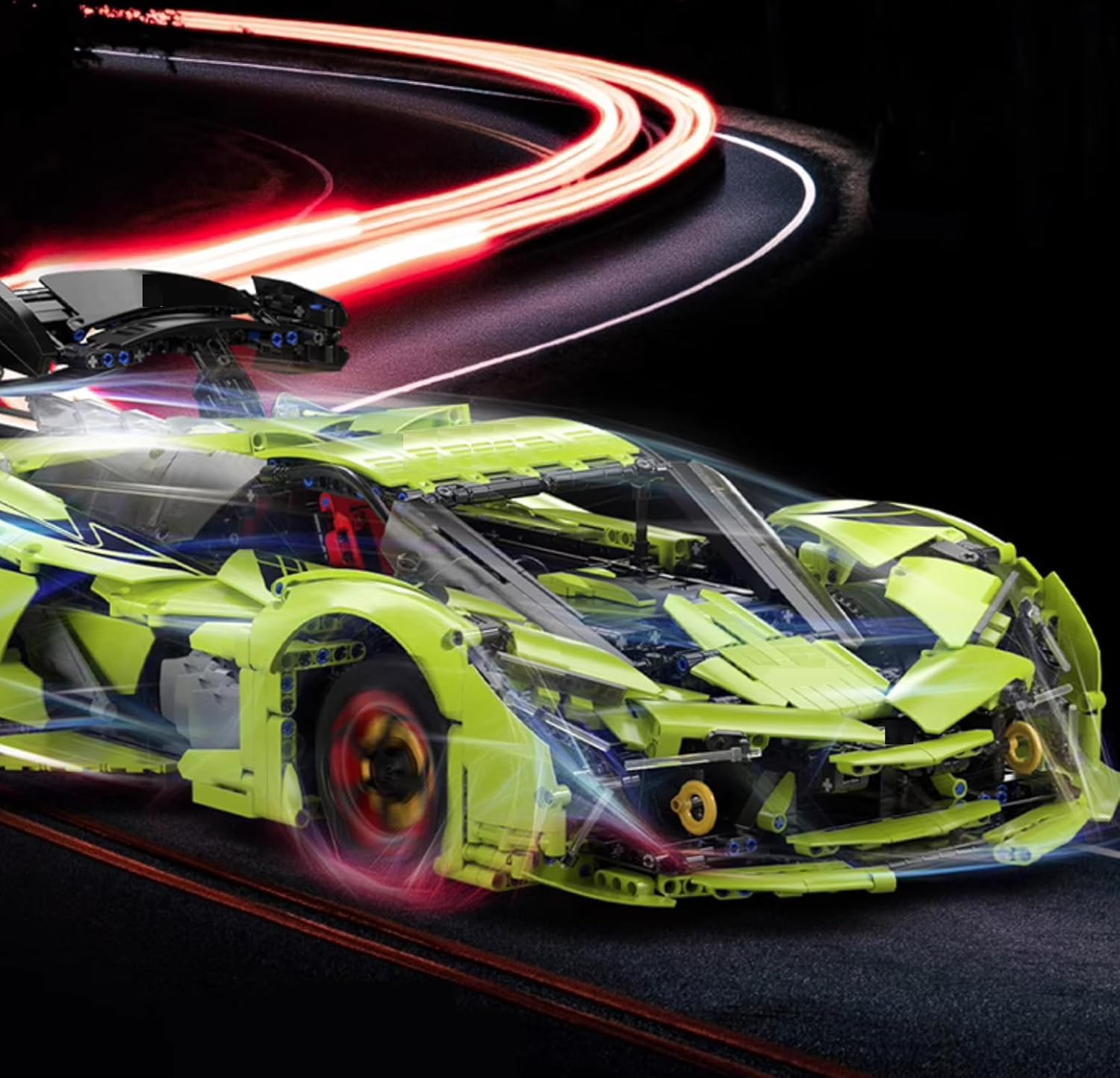 Technik Auto für Lambo Terzo Millennio GTR, Mit Motoren Set, 1:8 Groß Automodell Bausatz, 3130 Teile Klemmbausteine Auto MOC Set, Kompatibel mit Lambo Technik