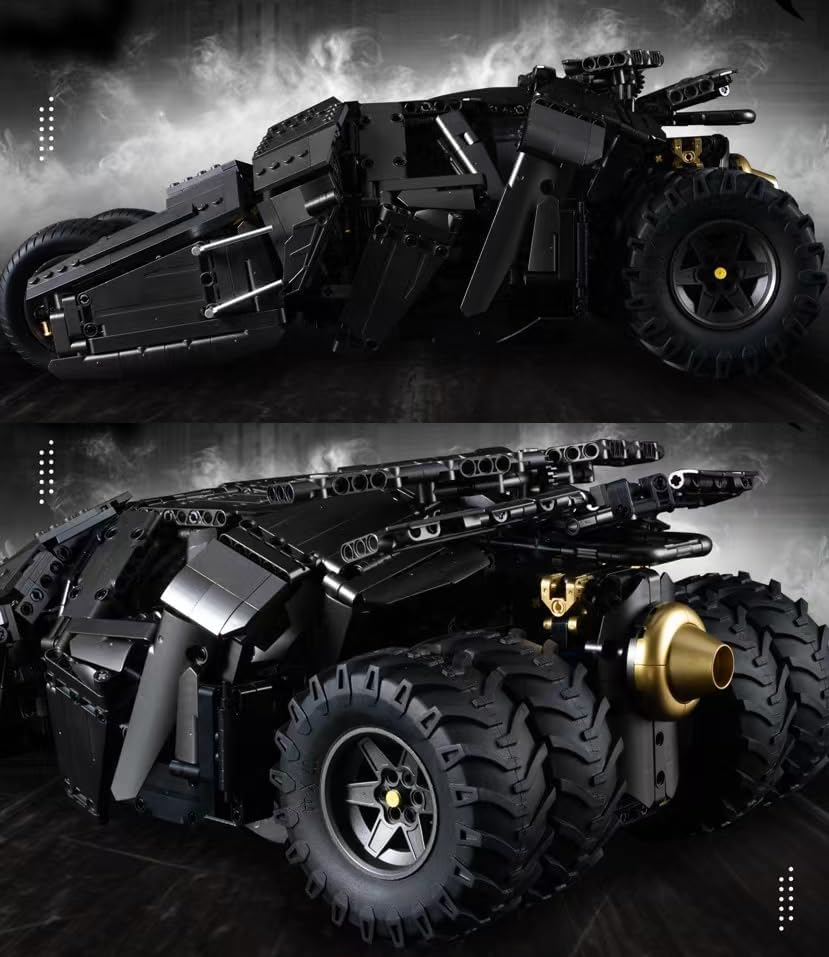 Technik Auto für Batmen Batmoblie, Mit Motor Set, 1:8 Groß Auto Modellbausatz, 2830 Teile Klemmbausteine Auto Bausteine MOC Bausatz, Kompatibel mit Technik Batman Batmobile Tumbler