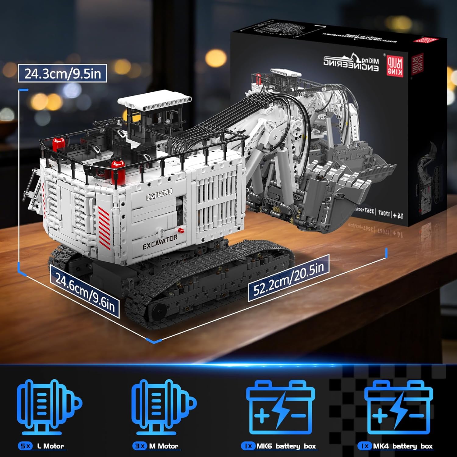 MOC-17067 Technik Bagger Liebherr R9800 Raupenbagger, Ferngesteuerter Bagger Modell Bausatz für Erwachsene mit 8 Motoren (über 3567 Teile)