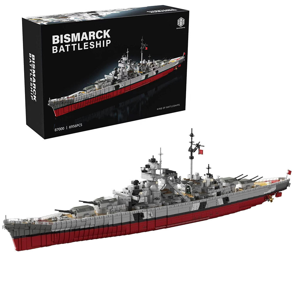 Schlachtschiff Bismarck Klemmbausteine Bausatz, 6956 Teile, Originalkarton | WW2 Militär Schlachtschiff der Klasse Bismarck Bausteine Modellbausatz