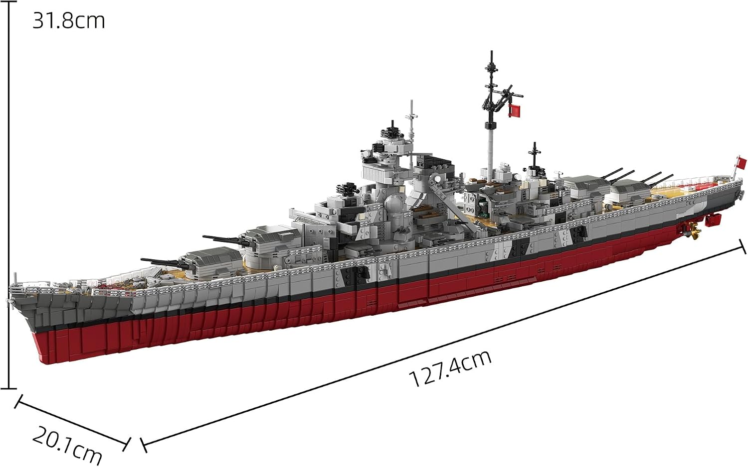 Schlachtschiff Bismarck Klemmbausteine Bausatz, 6956 Teile, Originalkarton | WW2 Militär Schlachtschiff der Klasse Bismarck Bausteine Modellbausatz