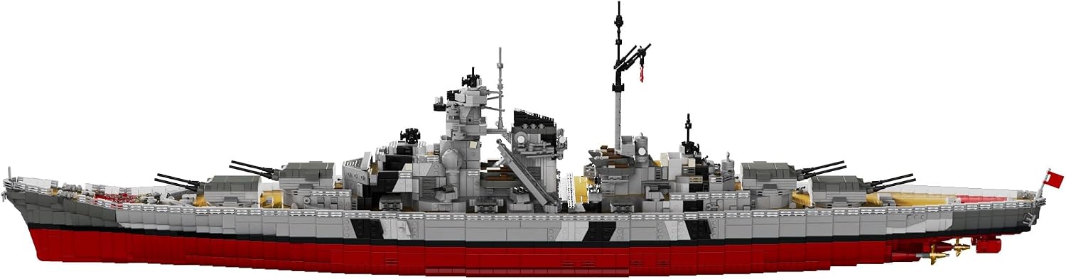 Schlachtschiff Bismarck Klemmbausteine Bausatz, 6956 Teile, Originalkarton | WW2 Militär Schlachtschiff der Klasse Bismarck Bausteine Modellbausatz