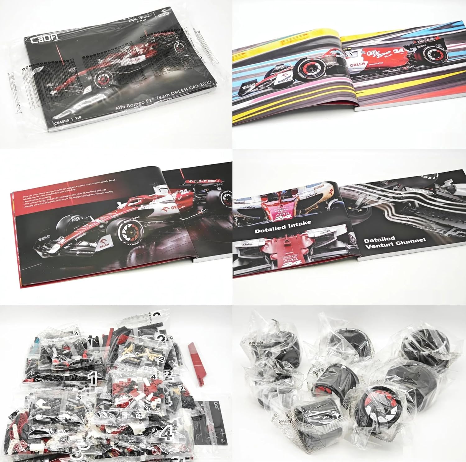 Technik F1 Auto für Alfa Romeo F1 Team Orlen C42 2022, 1:8 Groß F1 Auto Modellbausatz, 1868 Teile Klemmbausteine F1 Auto MOC Bausatz, CaDA C64005W