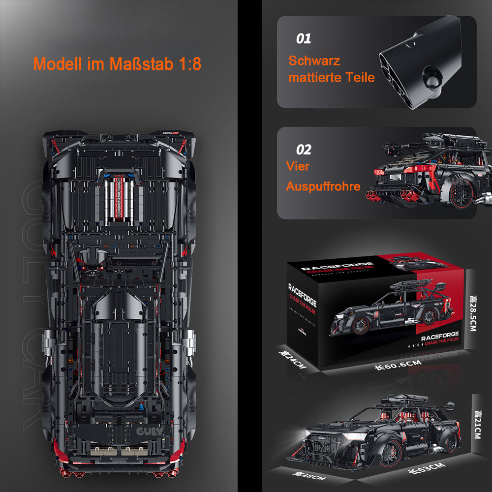 Technik Auto 1: 8 für Audi RS6, Groß Auto mit 6 Motoren Set, Technik Auto ModeII Bausatz, 4189 TeiIe MOC Superauto ModeII, für Audi RS6 Technik Auto