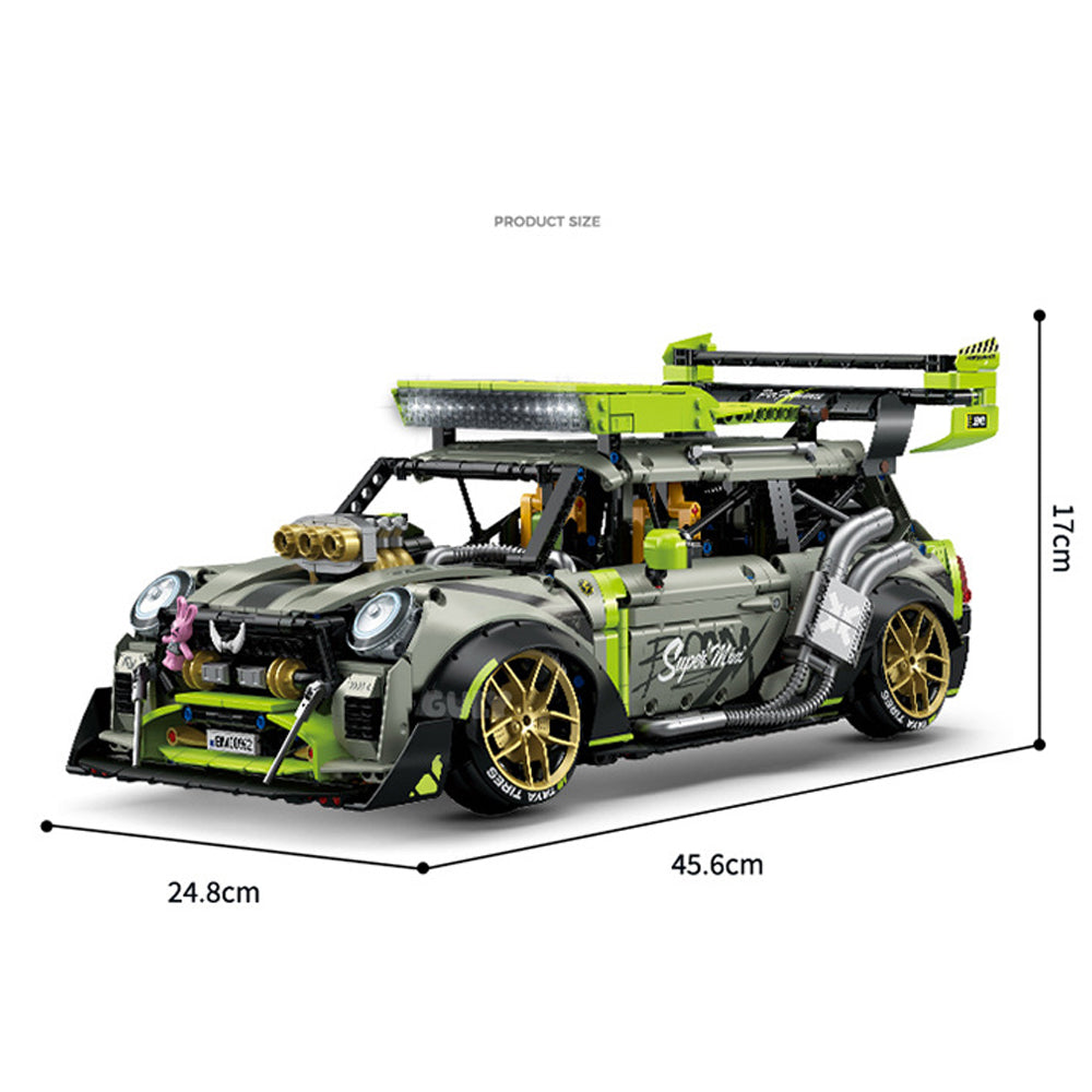 Technik Auto für BMW MINI Rennwagen, Mit 6 Motoren Set, Technik Auto 1:10 Groß Auto,2550 Teile Technik MOC Modellbau Kompatibel mit MINI Technik Auto