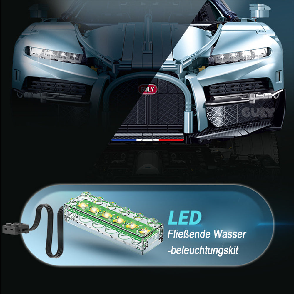 Technik Auto 1: 8 für Bugatti Chiron Hypercar, Groß Auto mit 5 Motoren Set, G10648 Technik Supercar ModeII Bausatz, 3719 TeiIe MOC Superauto ModeII, für Bugatti Chiron (Originalverpack)