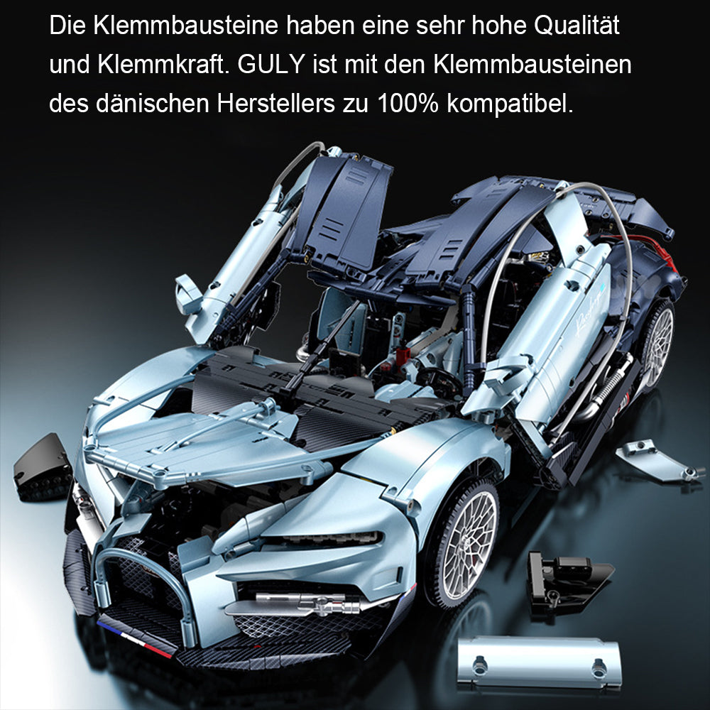 Technik Auto 1: 8 für Bugatti Chiron Hypercar, Groß Auto mit 5 Motoren Set, G10648 Technik Supercar ModeII Bausatz, 3719 TeiIe MOC Superauto ModeII, für Bugatti Chiron (Originalverpack)