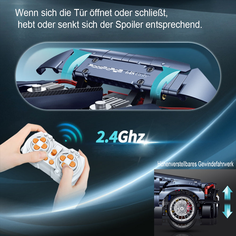 Technik Auto 1: 8 für Bugatti Chiron Hypercar, Groß Auto mit 5 Motoren Set, G10648 Technik Supercar ModeII Bausatz, 3719 TeiIe MOC Superauto ModeII, für Bugatti Chiron (Originalverpack)